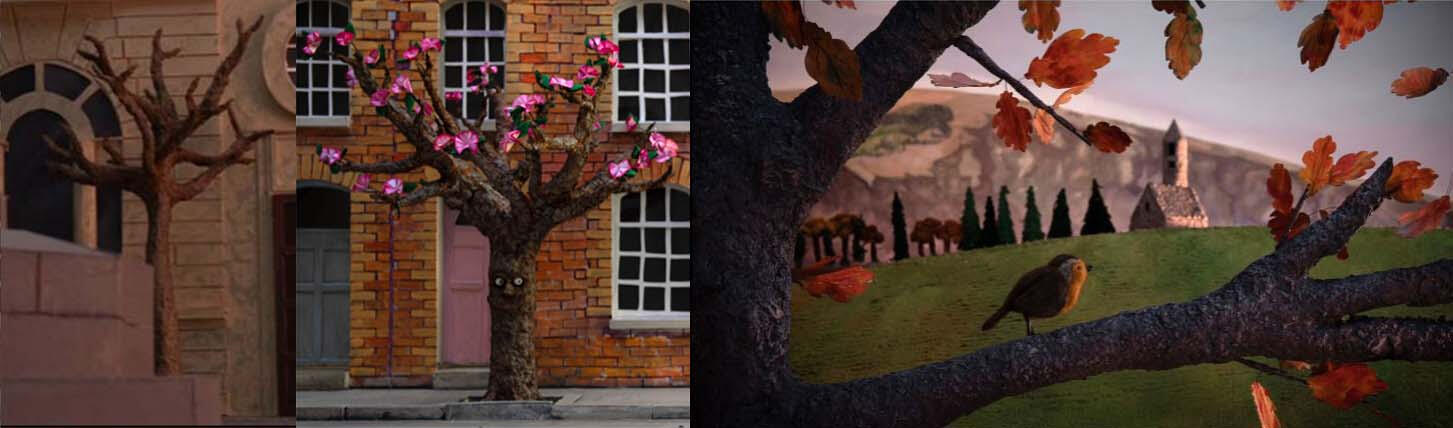 Miniature set elements created for the stop-motion studio: Studio 9 for their animated short: *Akita and the Wolfhound*.