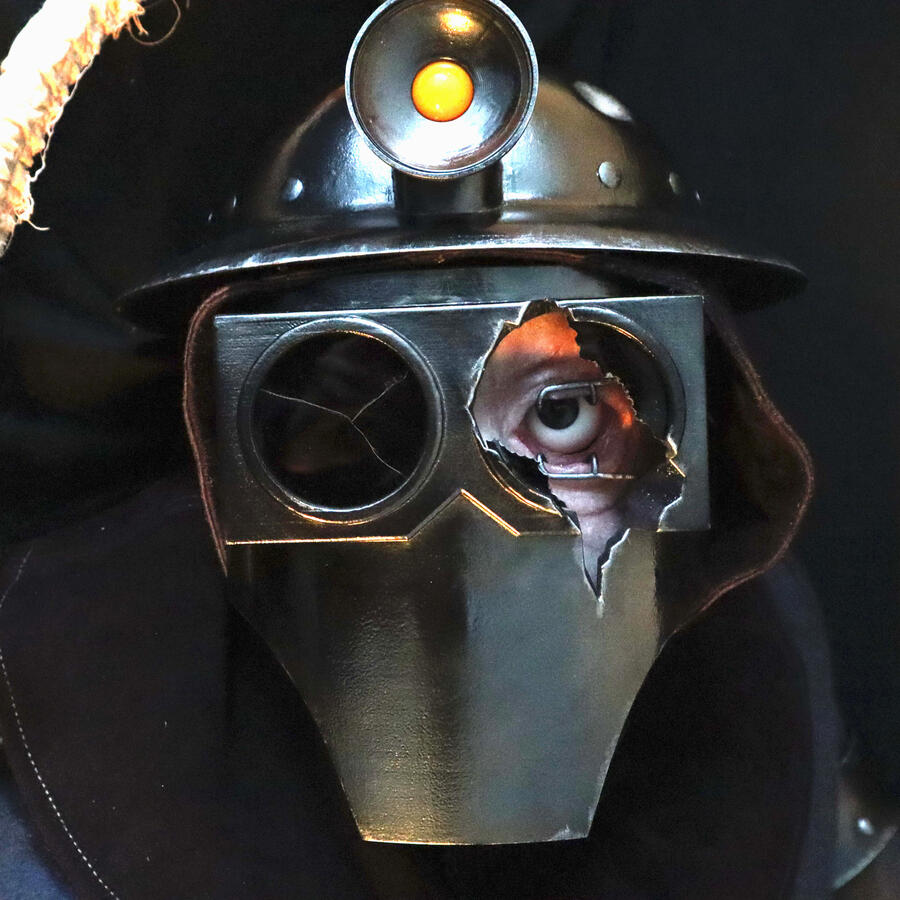 Close-up of head build with exposed eye socket