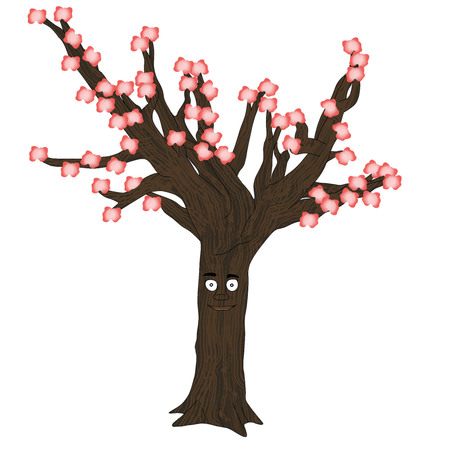 Conceptual art of cherry blossom tree character