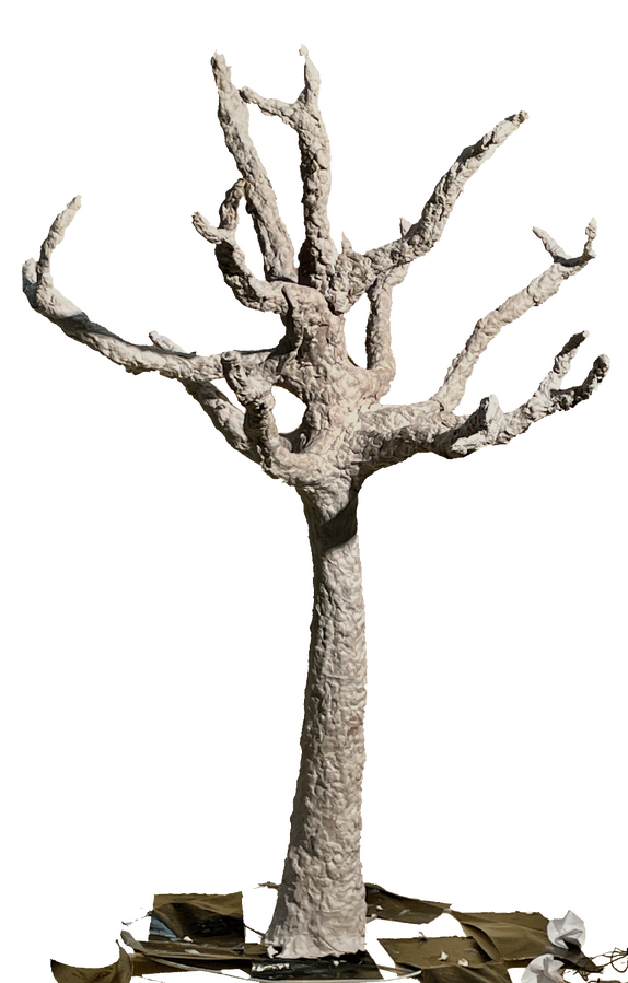 2nd papier mache layer - Blended newsprint paper and PVA glue (paper pulp) applied to build